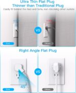 Flat Plug Extension Cord, HANYCONY 5ft Power Strip - Image 4