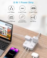 Flat Plug Extension Cord, HANYCONY 5ft Power Strip - Image 2