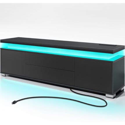 Rolanstar TV Stand with Power Outlet & LED Lights