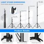 soonpho Heavy Duty Light Stand 9.2ft, Spring Cushioned (2-Pack) - Image 4