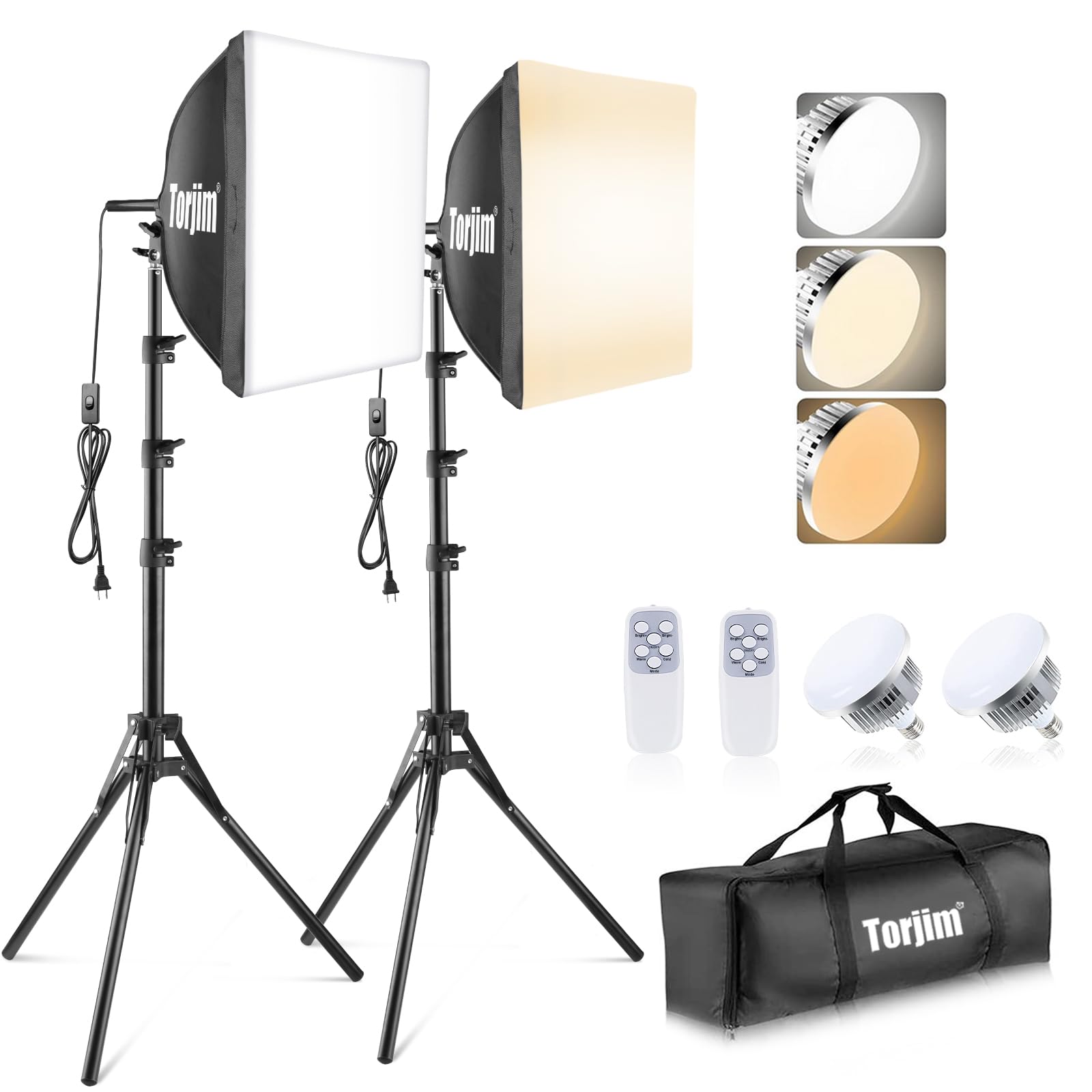 Version 1.0.0 Torjim Softbox Photography Lighting Kit, 16" x 16" with 85W LED Bulbs - Image 1