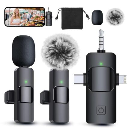 PQRQP 3-in-1 Wireless Lavalier Microphone System