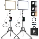 NiceVeedi 2-Pack LED Video Light Kit with Stands, 2800-6500K Bi-Color