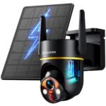 Lybuorz 5G/2.4GHz WiFi Solar Outdoor Wireless Security Camera, 4MP PTZ Cameras for Home
